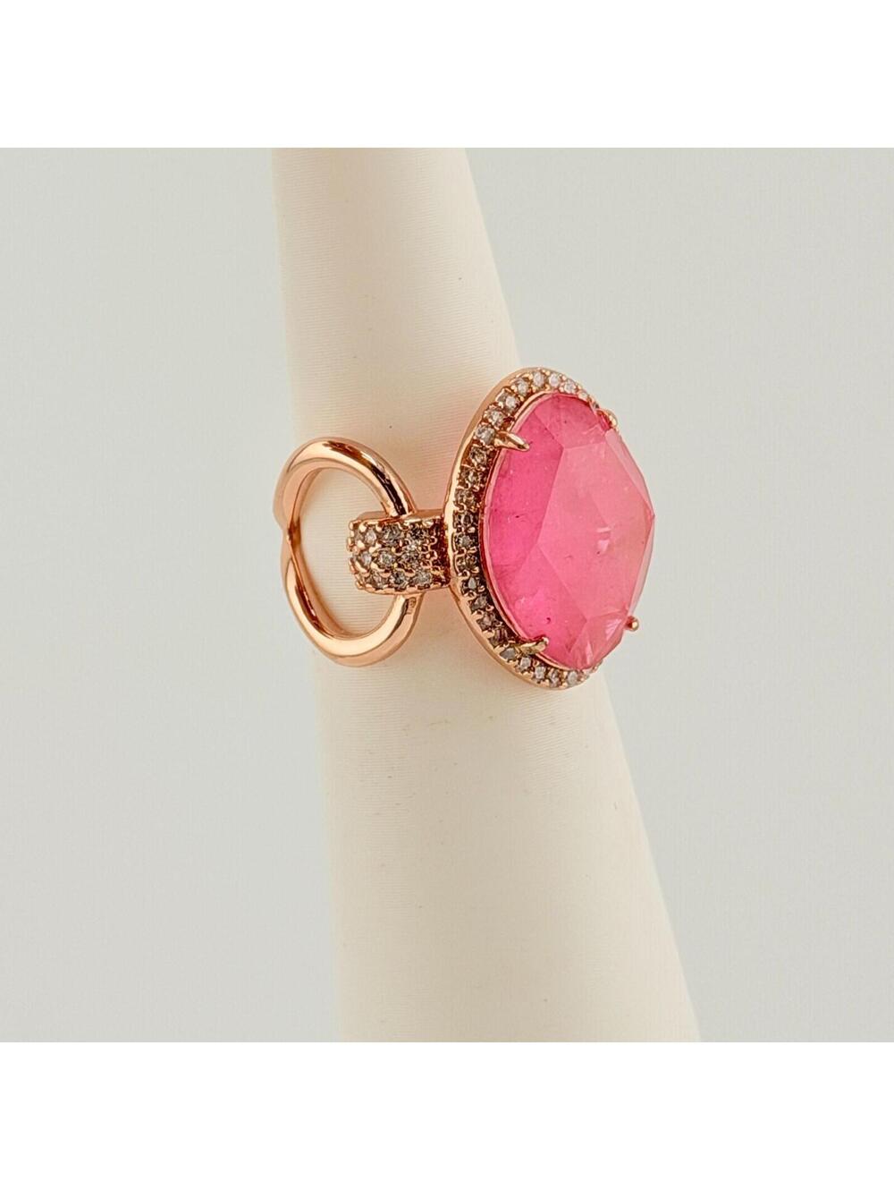 Bomb Party Resort Wear Ring Sz 6 "Waterstar Glam"  Pink Topaz on Rose Gold - Picture 3 of 9